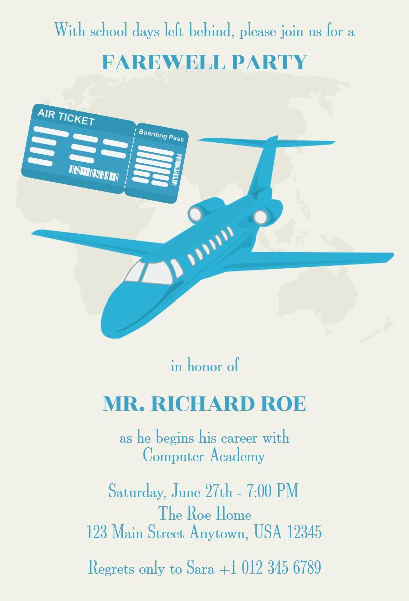 Bon Voyage Travel Theme Farewell Party Invitation Template