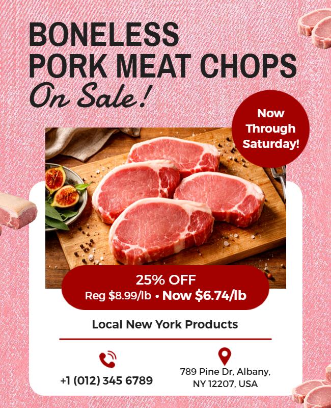 Boneless Pork Meat Chop Sale Flyer Template