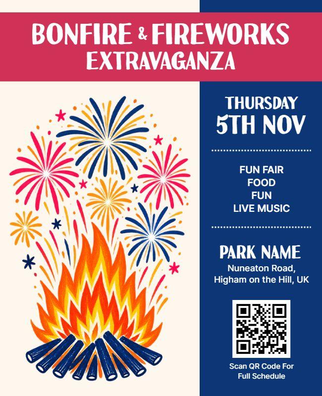 Bonfire and Fireworks Extravaganza Flyer Template