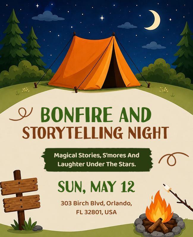 Bonfire and Storytelling Night Event Poster Template