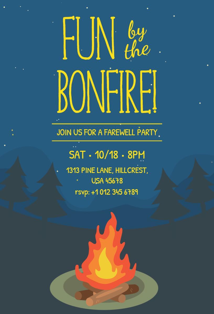 Bonfire Farewell Party Celebration Invitation Template