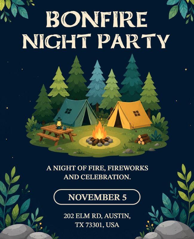 Bonfire Night Party Celebration Poster Template
