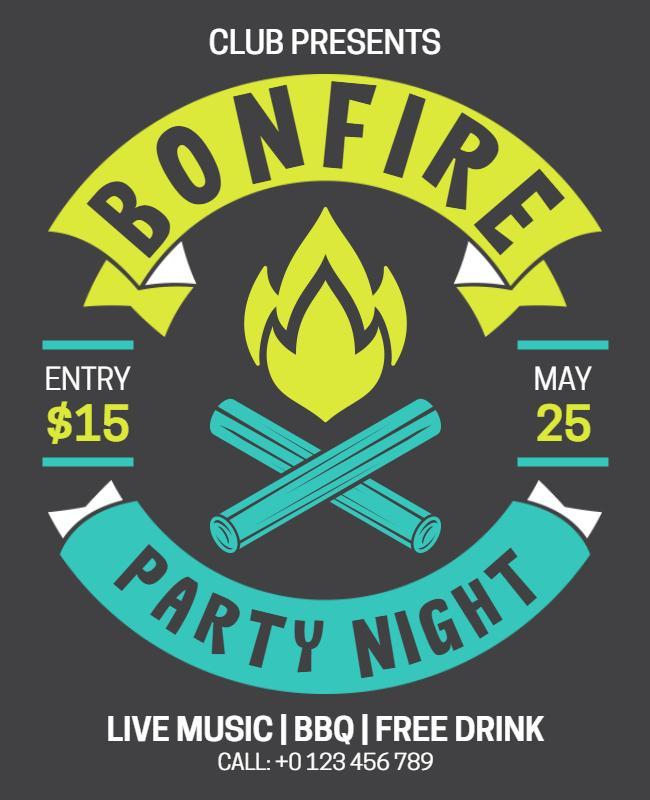 Bonfire Party Night with Live Music Flyer Template