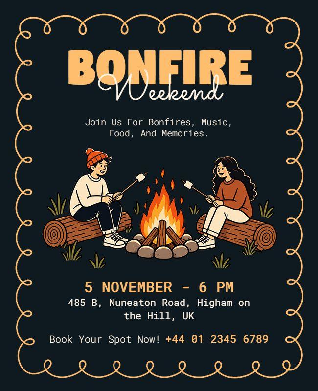 Bonfire Weekend Gathering Event Flyer Template