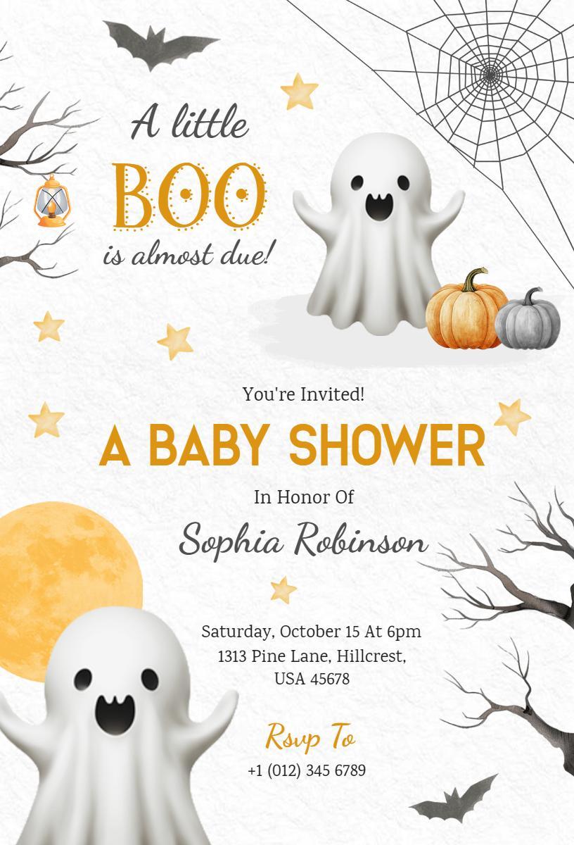 Boo-tiful Ghostly Halloween Baby Shower Invitation Template