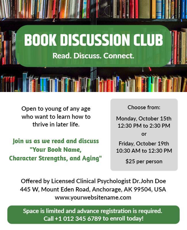 Book Discussion Club Event Flyer Template