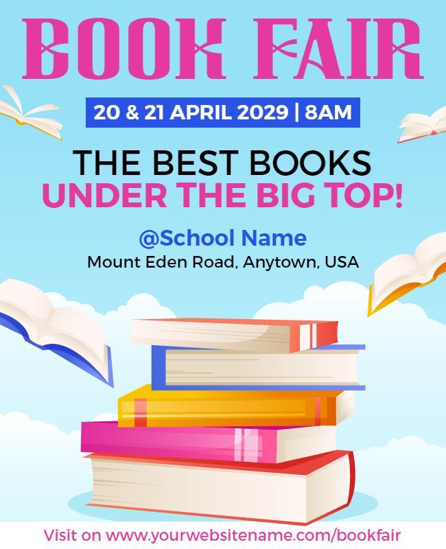 Colorful Whimsical Book Fair Under the Big Top Flyer Template