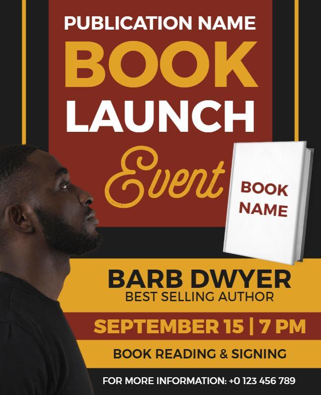 Modern Bold Black and Yellow Book Launch Event Flyer Template