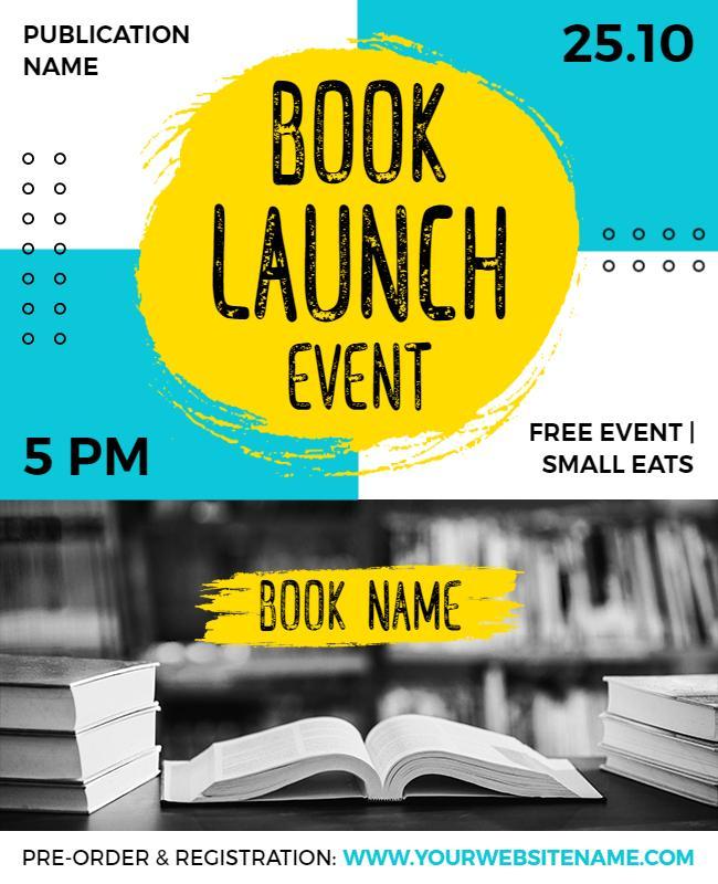 Bold Yellow Creative Book Launch Event Flyer Template