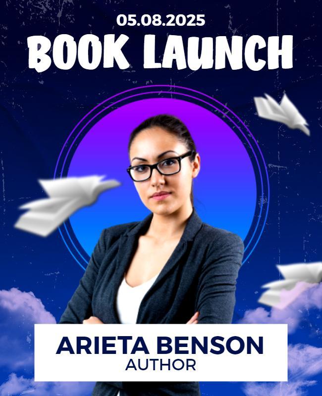 Creative Purple Themed Book Launch Author Flyer Template