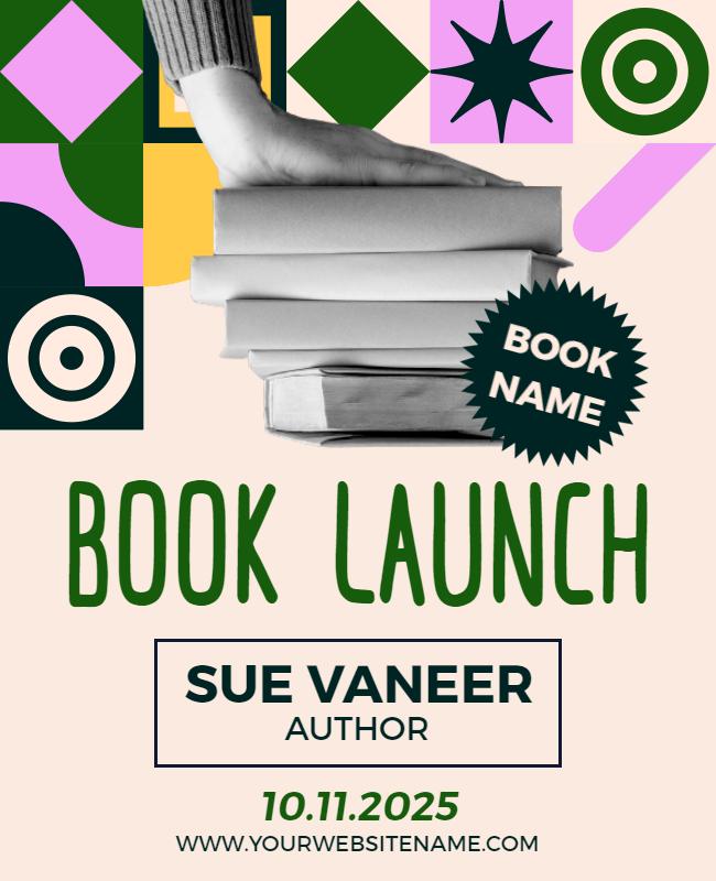 Colorful Geometric Modern Book Launch Flyer Template