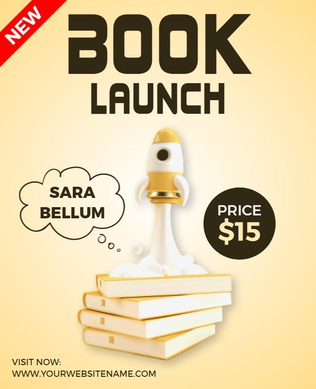 Vibrant Yellow Book Launch Event Flyer Template