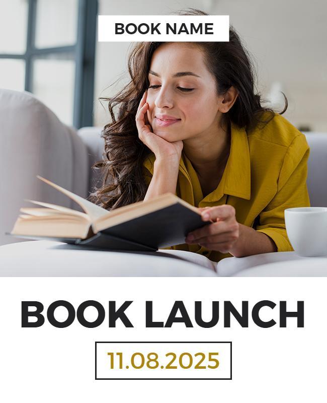 Warm Yellow Cozy Book Launch Event Flyer Template