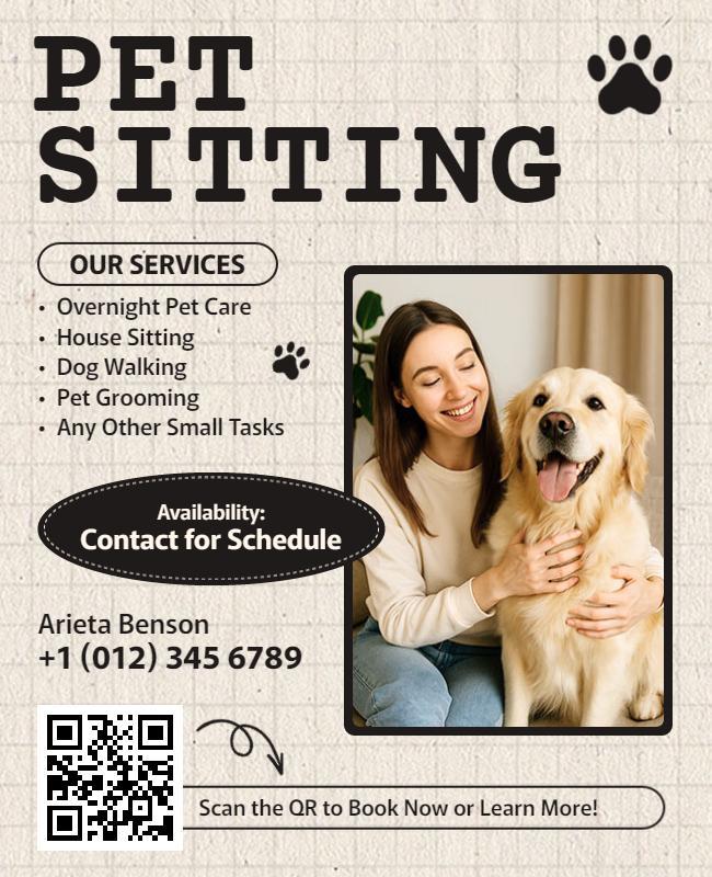 Book Pet Sitting and Dog Walking Flyer Template