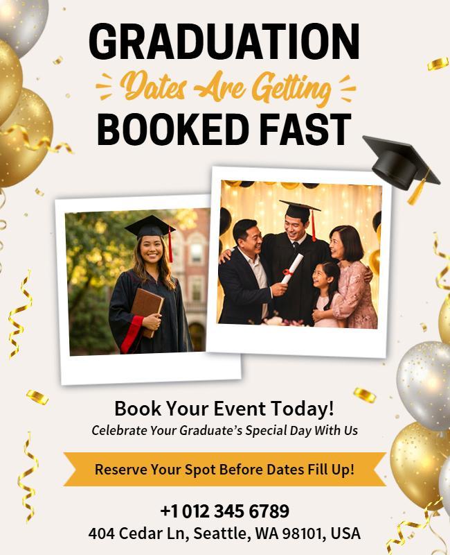 Book Your Graduation Event Poster Template
