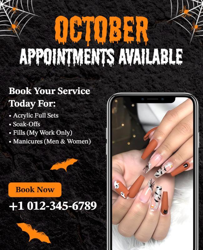 Book Your October Nail Appointment Flyer Template