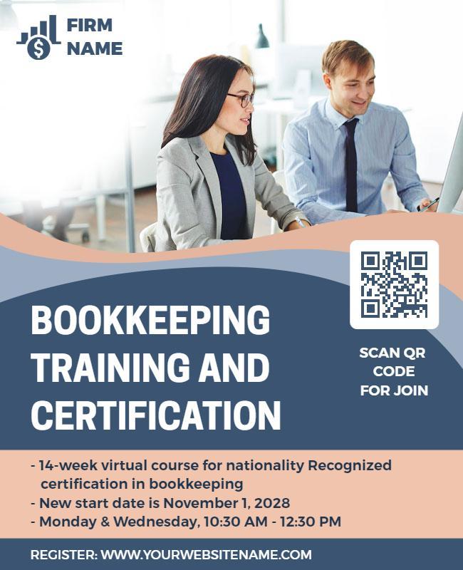 Bookkeeping Training Certification Course Flyer Template