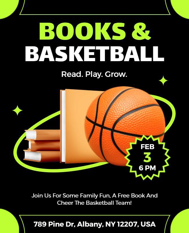 Books and Basketball Community Event Flyer Template