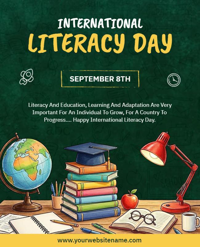 Books and Knowledge Theme for International Literacy Day Poster Template