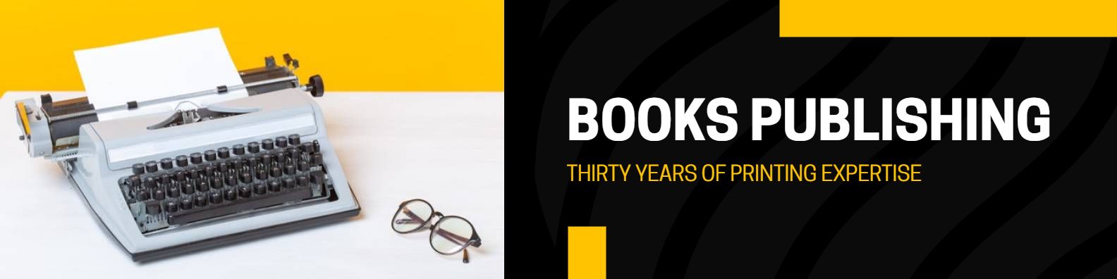 Books Publishing Expertise with Black and Yellow Design LinkedIn Banner Template