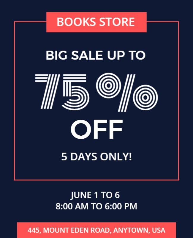 Bookstore Big Sale Promotional Flyer Template