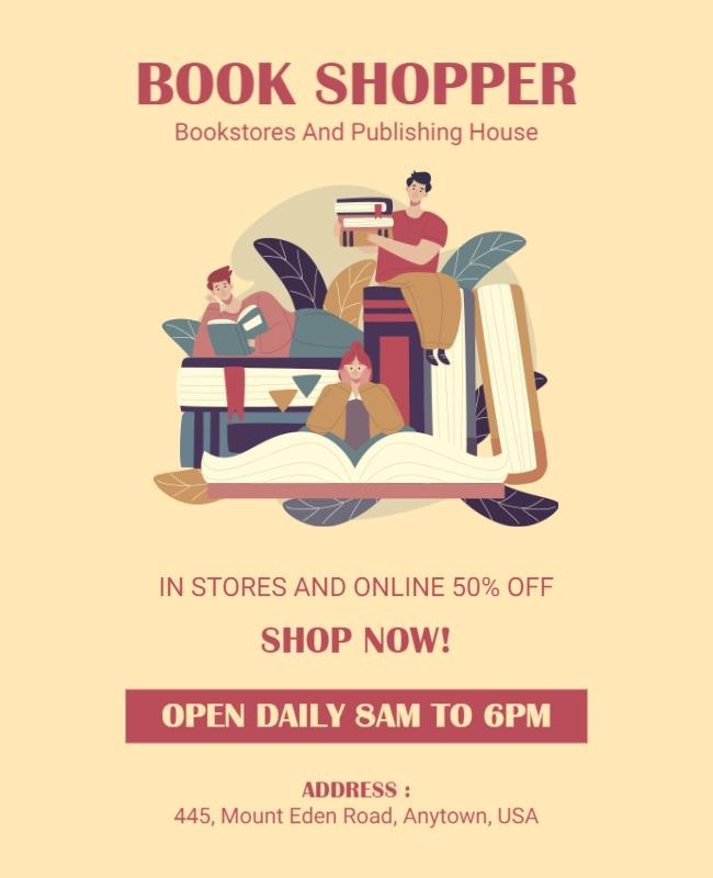 Bookstore Discount Promotion Flyer Template