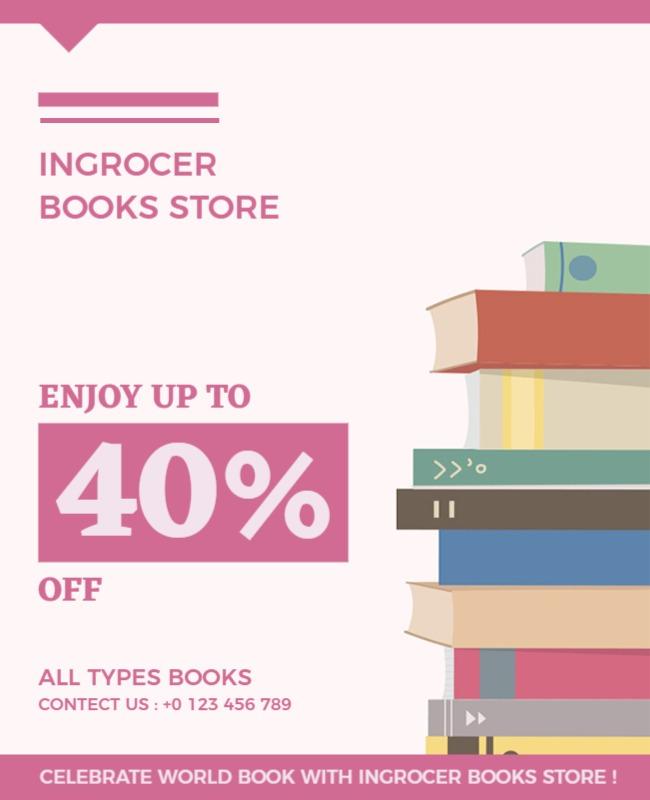 Bookstore Promotion Discount Flyer Template