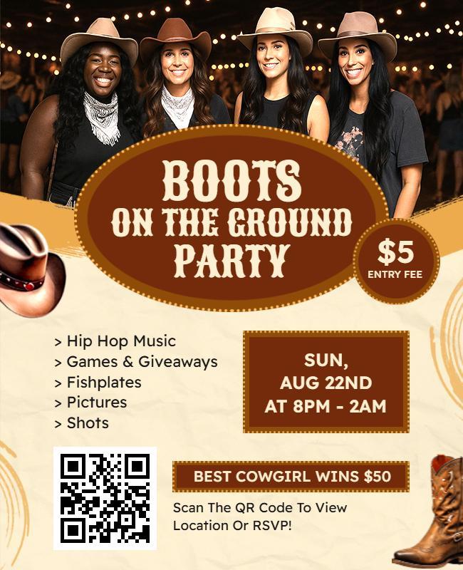 Boots on the Ground Party Announcement Flyer Template