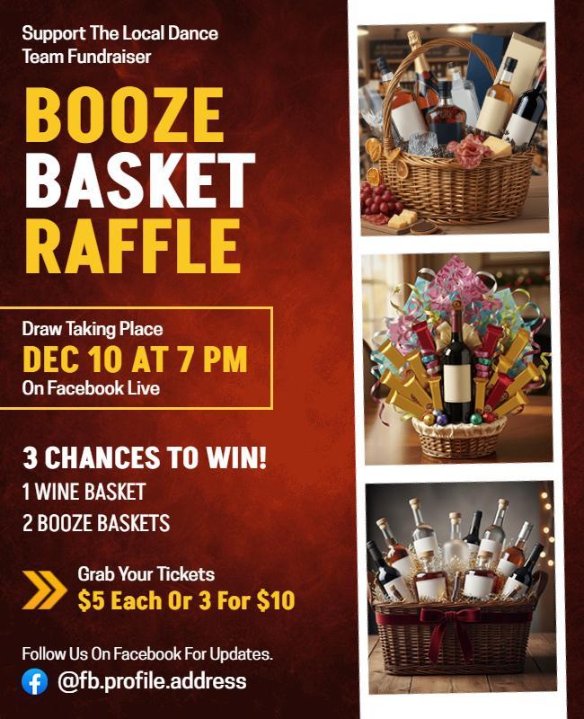 Booze Basket Raffle with Wine and Spirits Flyer Template