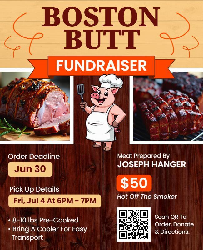 Boston Butt Fundraiser Event Flyer Template