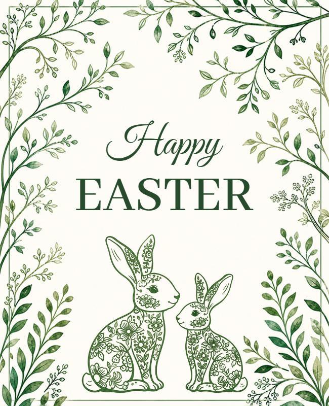 Botanical Easter Greeting Poster Template