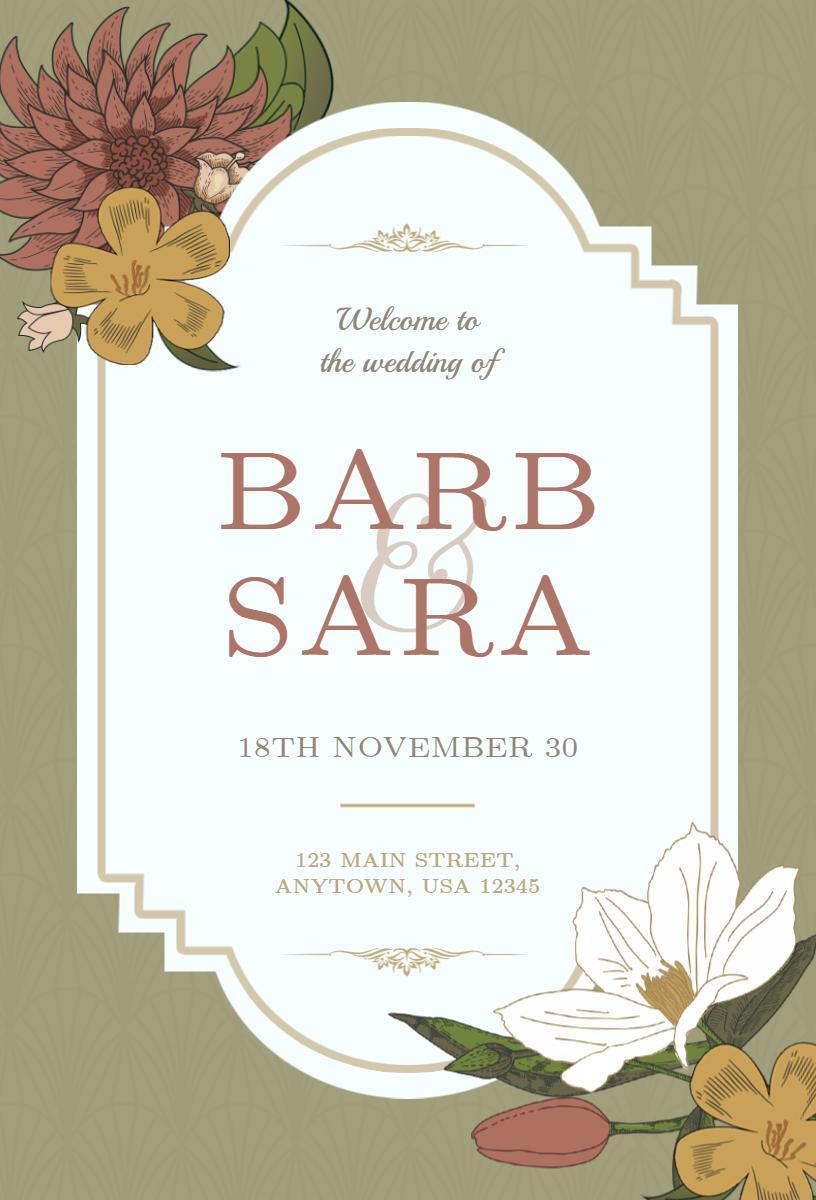 Botanical Elegance Floral Wedding Ceremony Invitation Template