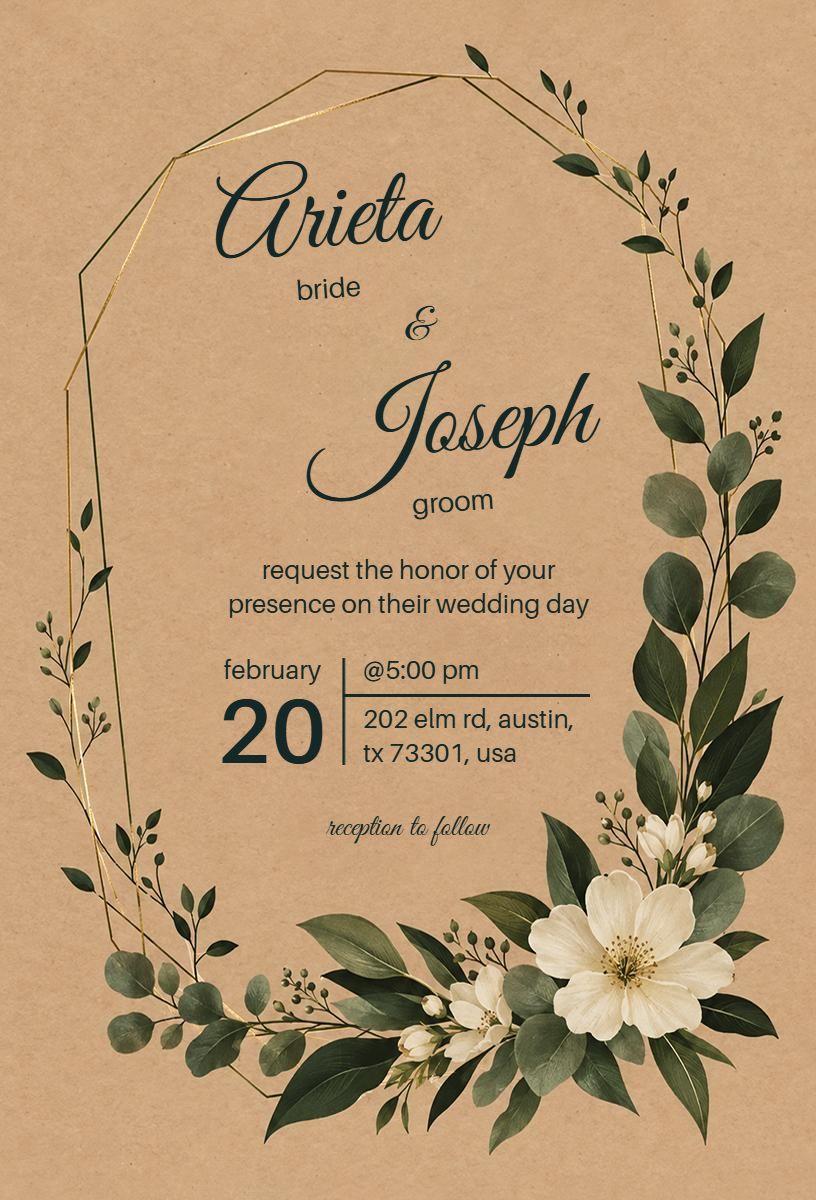 Botanical Floral Wedding Invitation Template