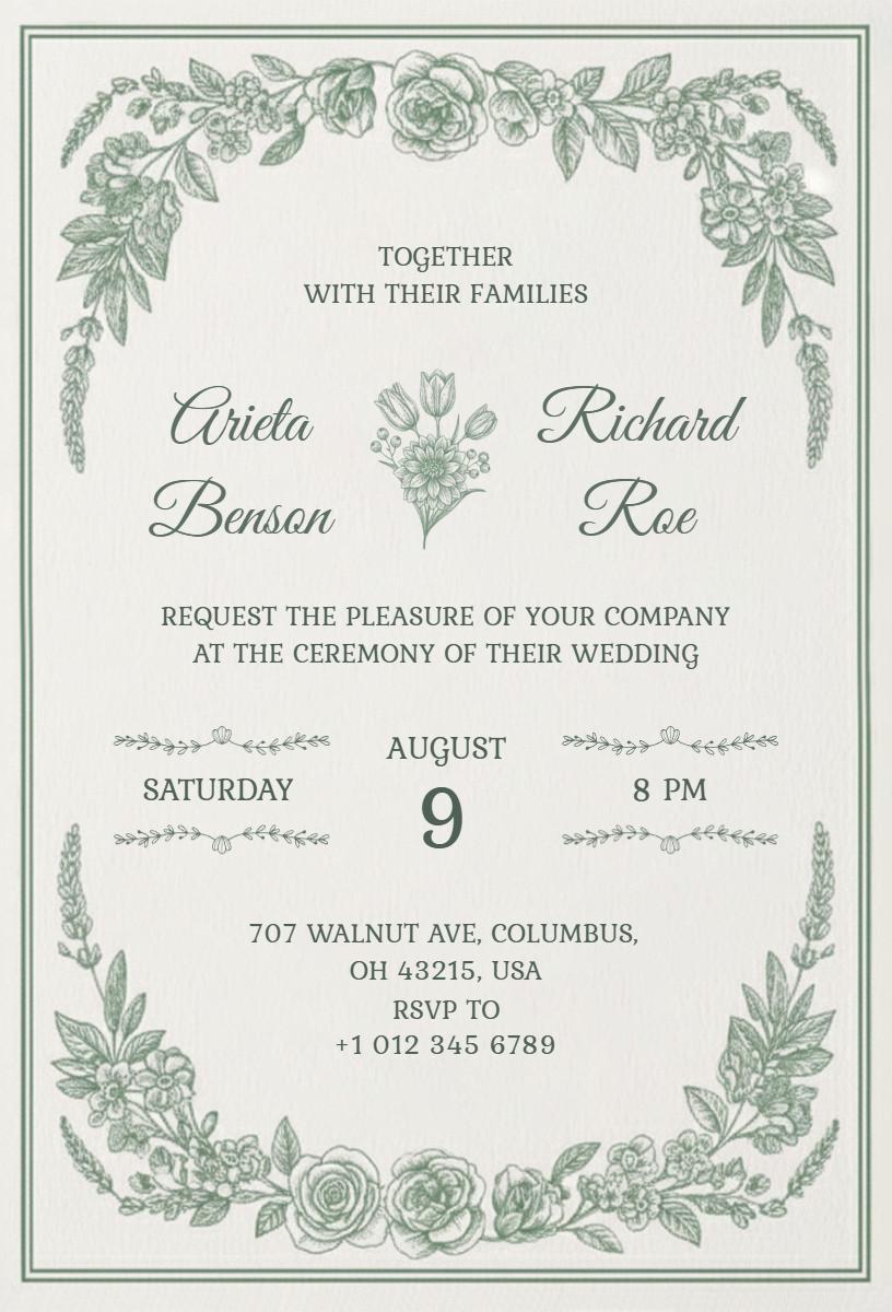 Botanical Greenery Elegant Wedding Ceremony Invitation Template