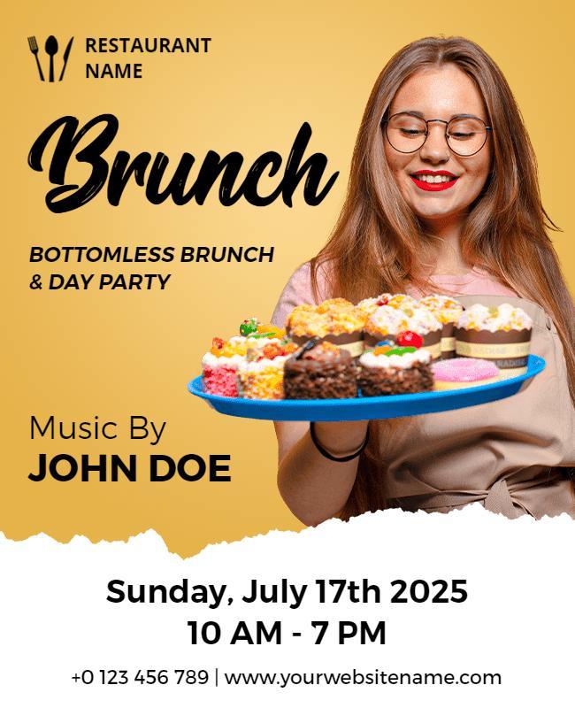 Bottomless Brunch and Day Party Flyer Template