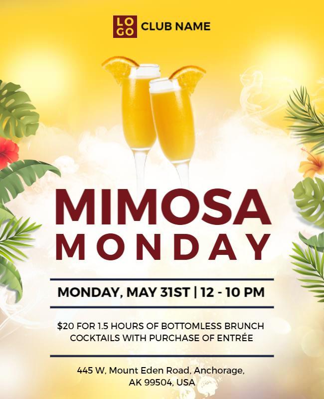 Bottomless Brunch Mimosa Monday Flyer Template