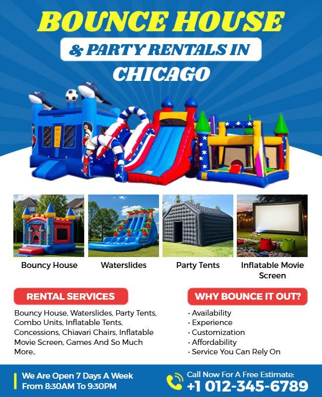 Bounce House and Party Rentals Flyer Template
