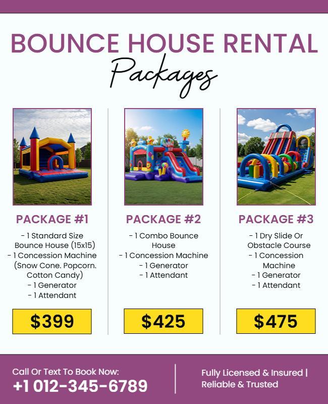 Bounce House Rental Packages Flyer Template