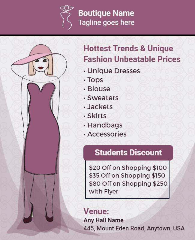 Boutique Fashion Discount Event Flyer Template