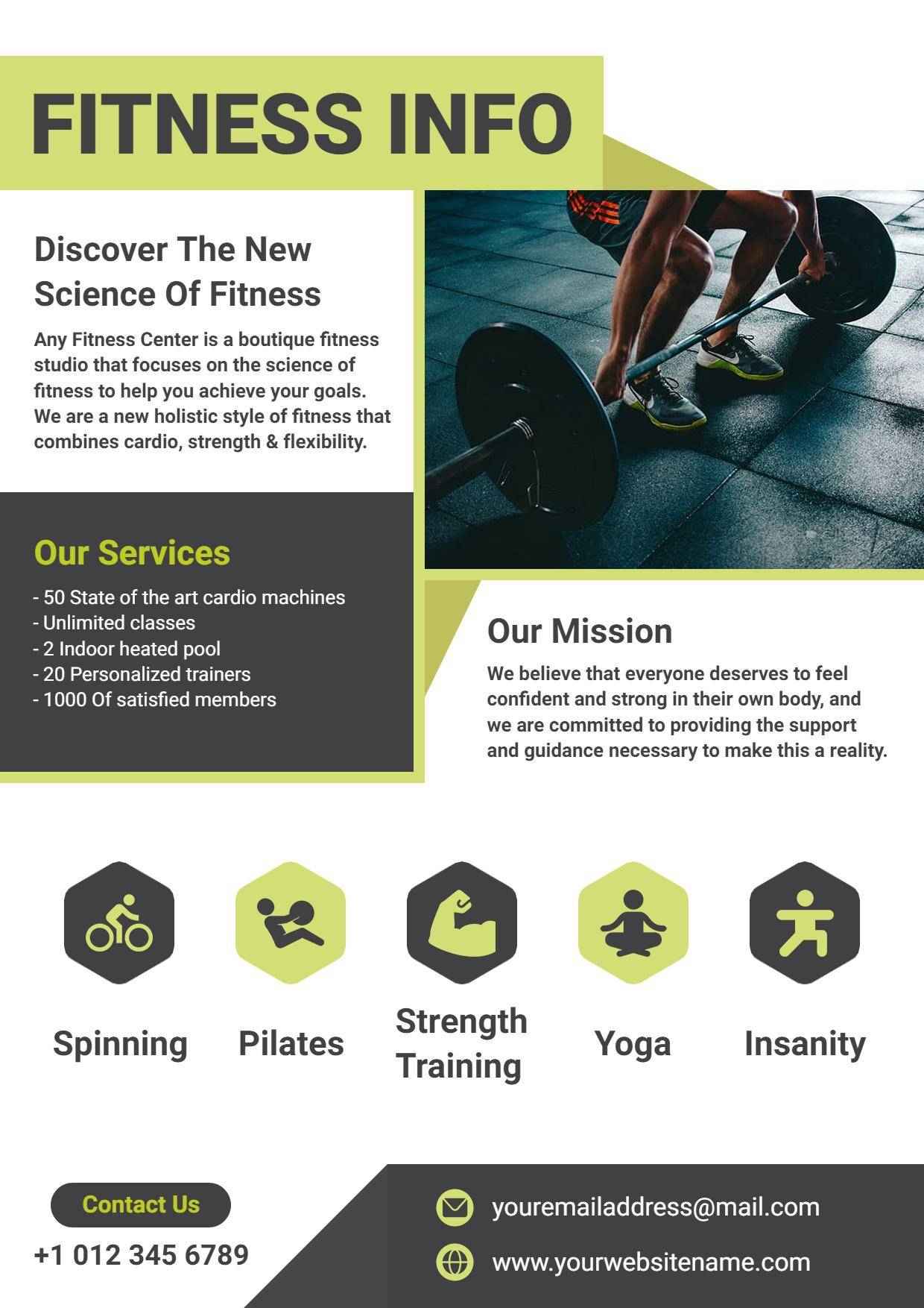 Boutique Fitness Center Services Flyer Template