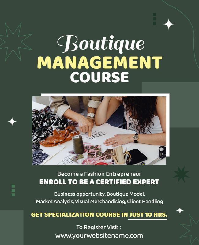 Boutique Management Certification Course Flyer Template