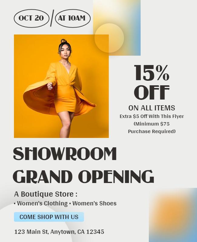 Boutique Showroom Grand Opening Event Flyer Template