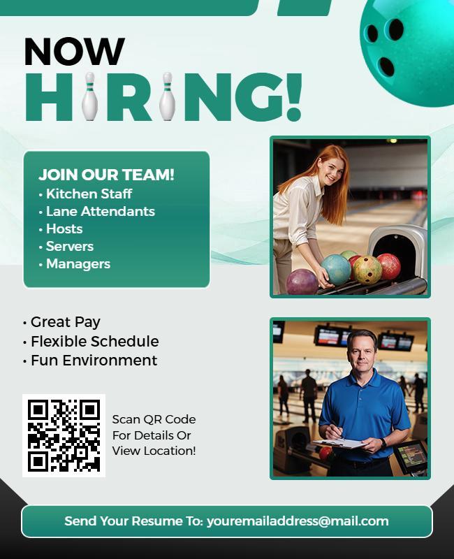 Bowling Alley Job Hiring Flyer Template
