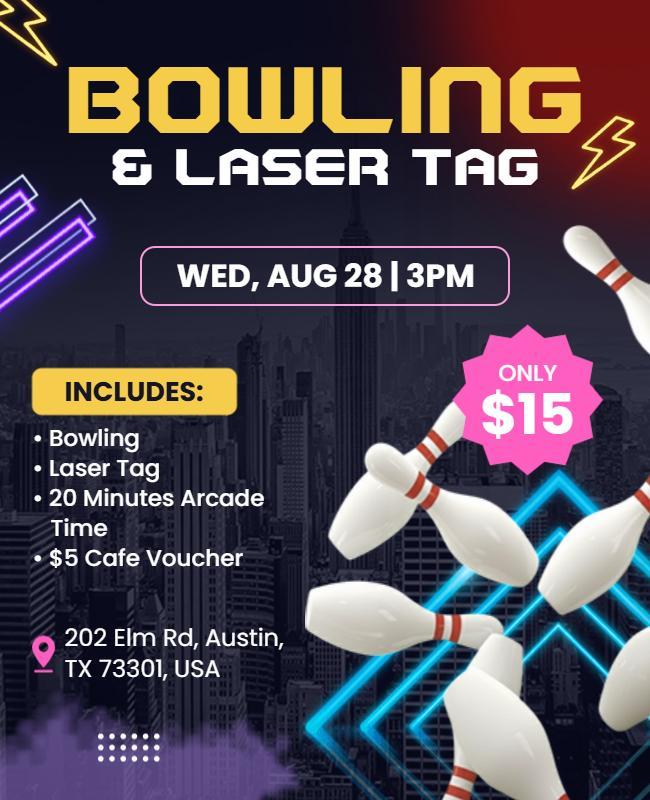 Bowling and Laser Tag Fun Event Flyer Template