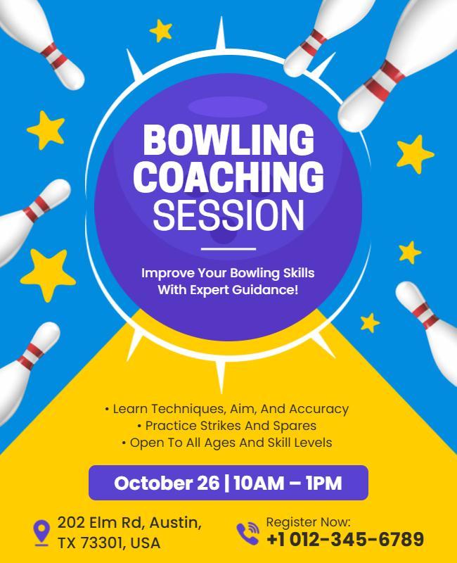 Bowling Coaching Session Improvement Flyer Template