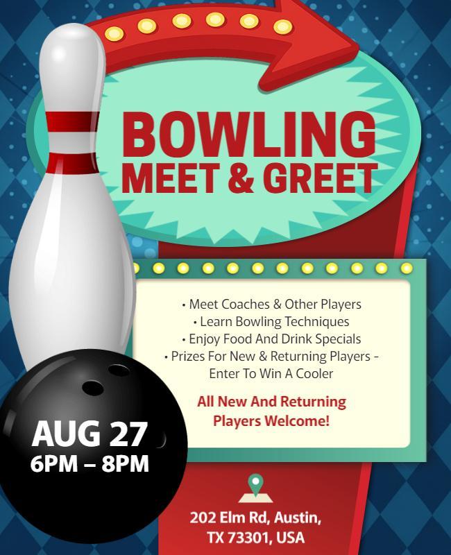 Bowling Meet and Greet Event Flyer Template