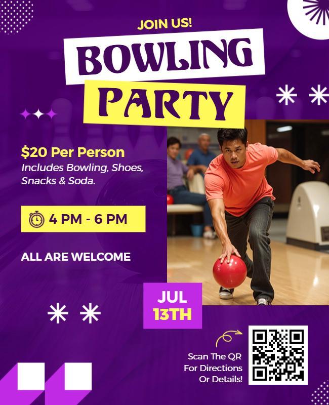 Bowling Party Event Invitation Flyer Template