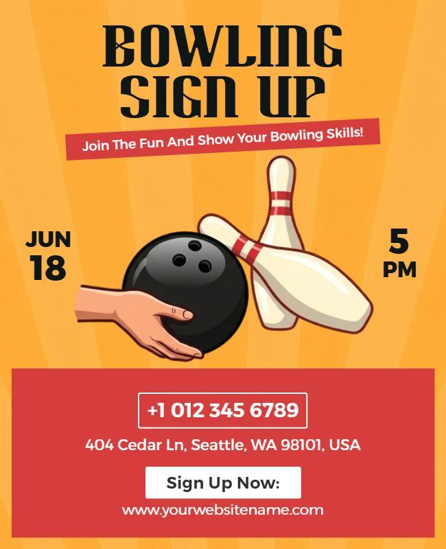 Bowling Sign up Poster Template