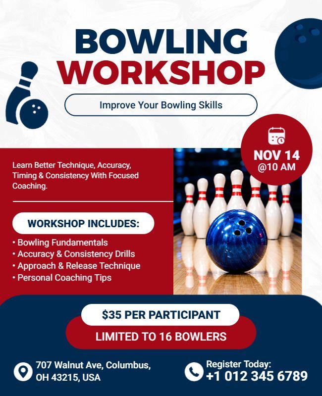 Bowling Skills Improvement Workshop Flyer Template