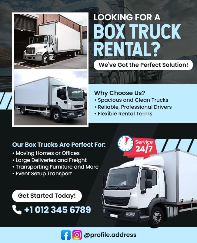 Box Truck Rental Service Promotion Flyer Template